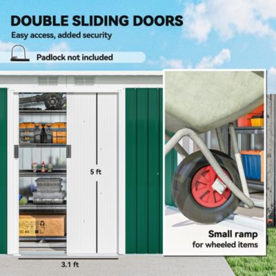9&#39; x 4&#39; Metal Outdoor Storage Shed with Lockable Doors,
