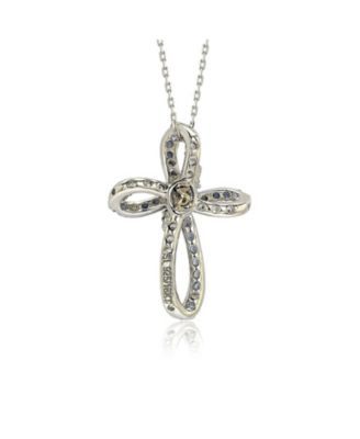 Suzy Levian Sterling Silver Sapphire & Created White Sapphire Cross Pendant