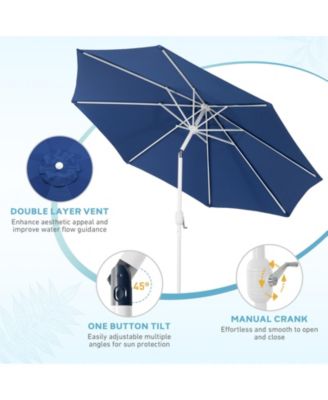 9FT Outdoor Patio Market Umbrella Aluminum Frame with Push Button Tilt Crank and 8 Steel Ribs, UV Protection Waterproof, for Garden Deck Backyard and Pool