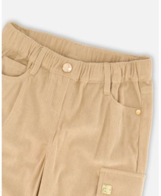 Girl Parachute Corduroy Pants with Cargo Pockets Light Pecan Brown - Toddler|Child