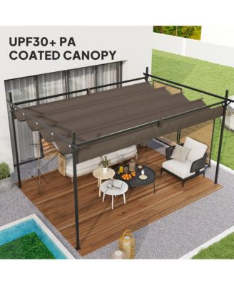 10' x 13' Metal Pergola with Retractable Canopy,