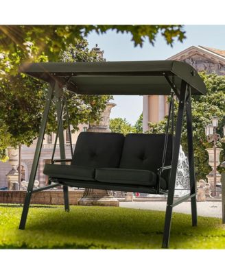 2-Person Metal Patio Swing with Removable Cushion Patio Swing Outdoor Porch Swing Chair for Adults for Garden Backyard Deck