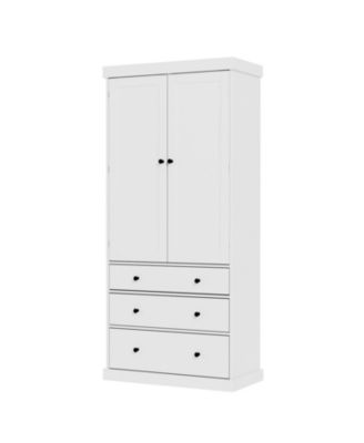 77" Freestanding Tall Kitchen Pantry Cabinet with Drawers and Adjustable Door Shelves