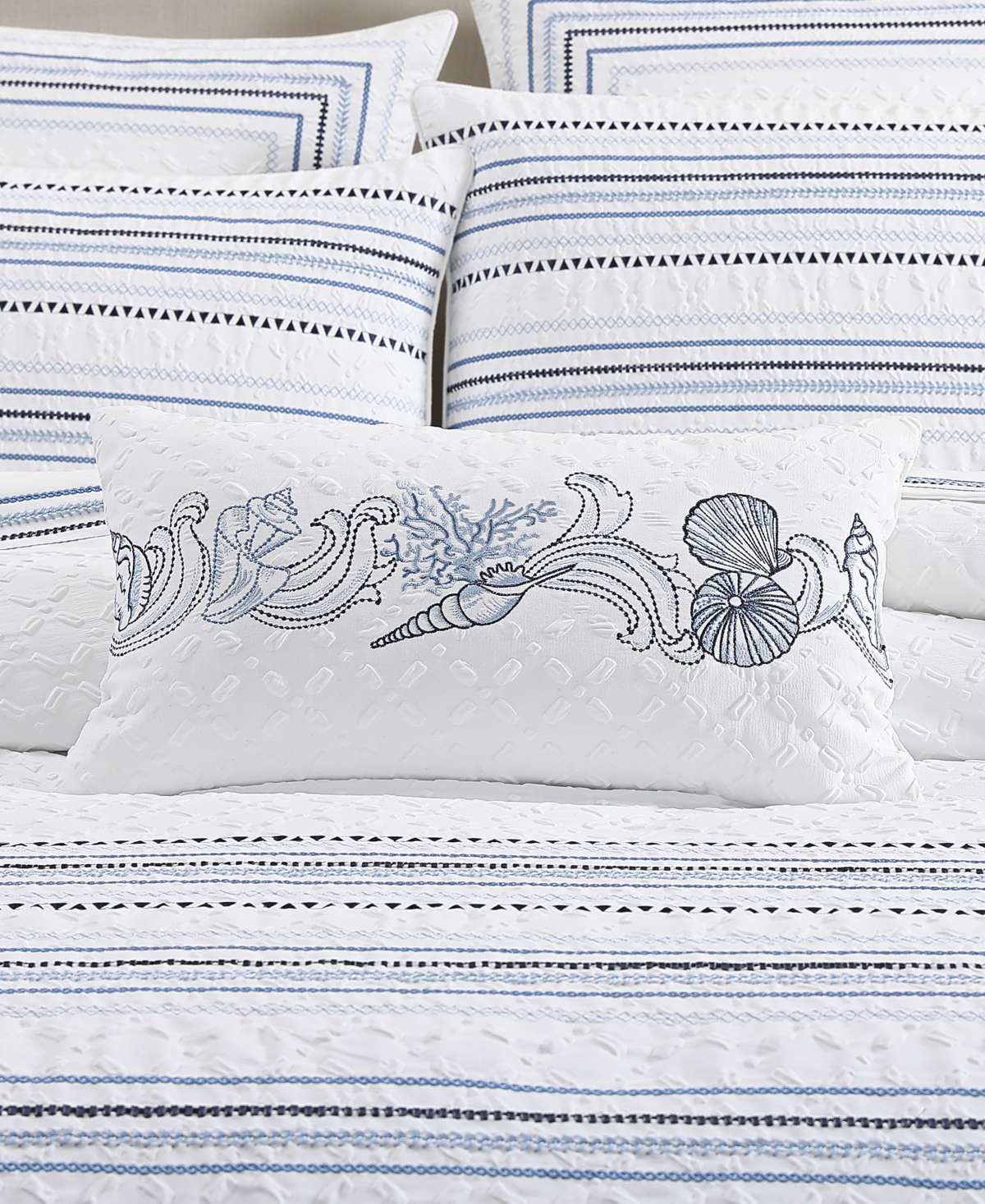J Queen New York Bayside Boudoir Decorative Pillow, 12" X 21" In Blue