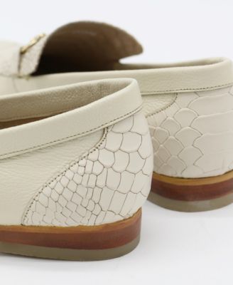 Natural Croc-Embossed Leather Loafers