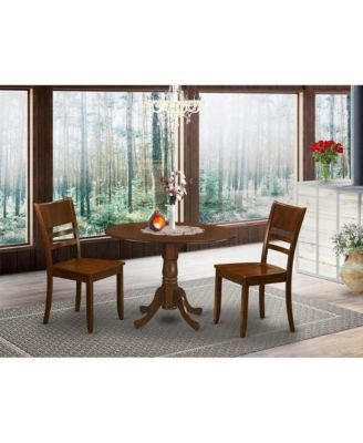 3 Pc Kitchen Table with 2 drop leaves and 2Leather Dinette Chairs