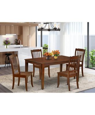 5-Piece Wood Mahogany Slatted Back Dining Set