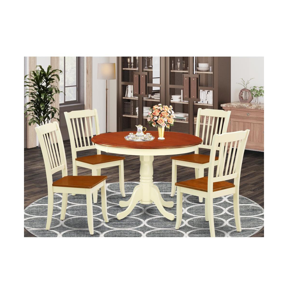 East West Furniture Dining Room Set Buttermilk & Cherry
