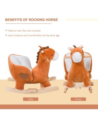 Baby Rocking Horse, Plush Animal Rocker w/ Realistic Sound, Pedals