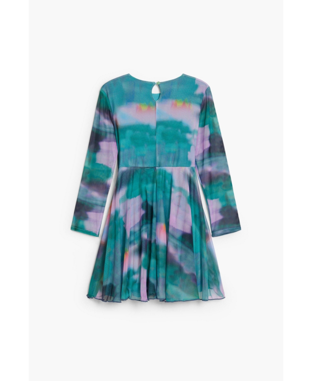Desigual Girls Girls's Watercolor Tulle Long-sleeve Dress In Green