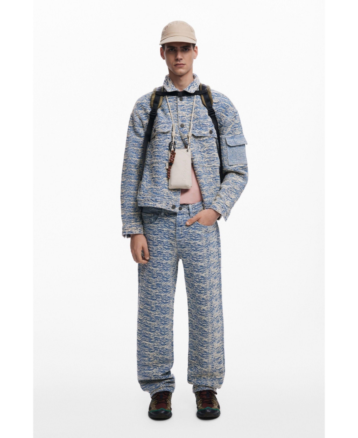 Desigual Men's Mottled Denim Jacket In Blue