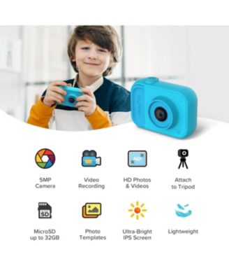 Camera 10 - Digital Mini Camera for Kids Ages 3-12, 1080P Video, 5MP Photos, Timer Mode, Fun Frames, Webcam, Tripod Adapter, Neck Lanyard & Memory Card (Blue)