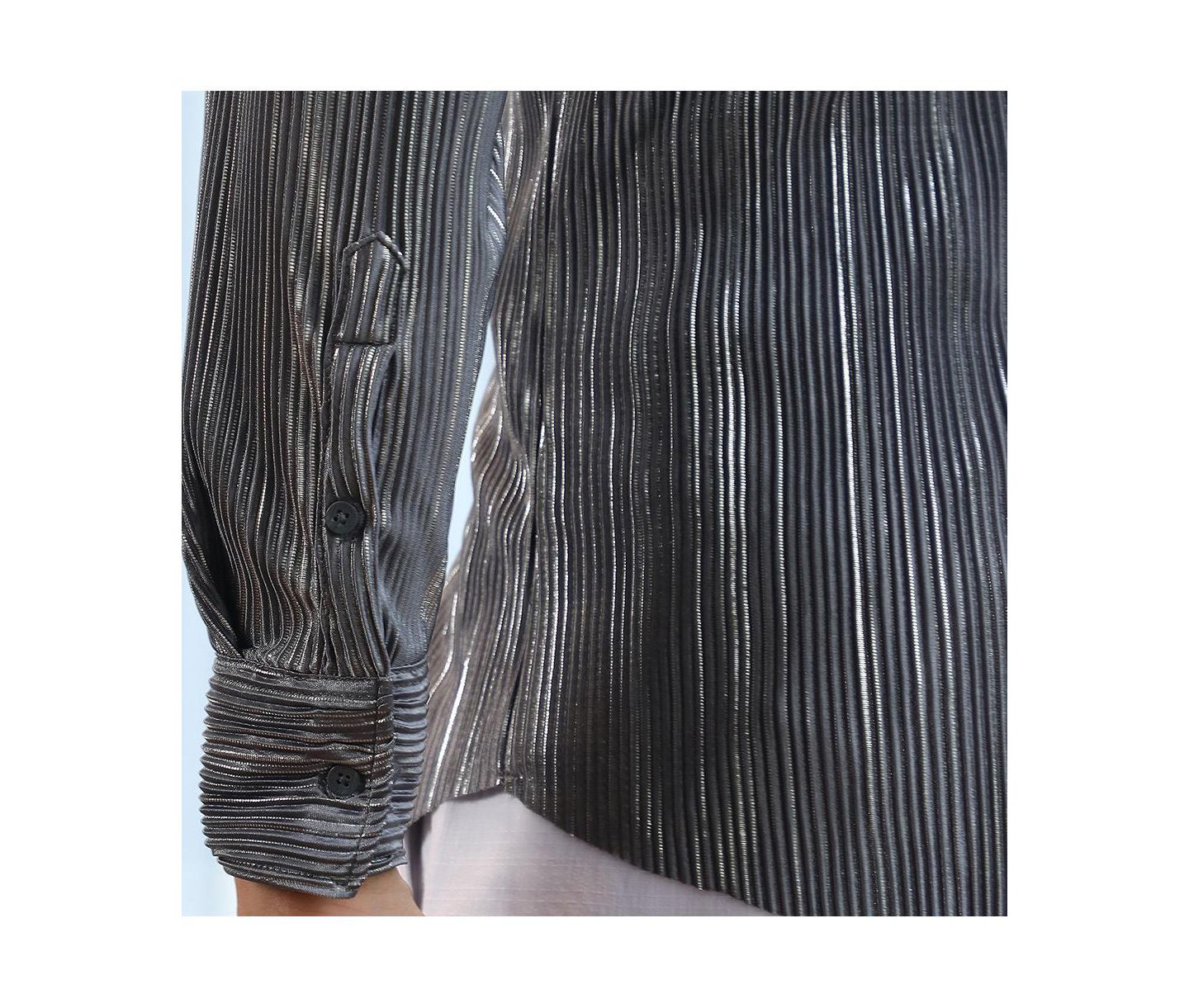 Мужская рубашка Cahoot Campus Sutra Icy Blue & Metallic Silver Pleat-Creased, цвет: Синий — фото 7