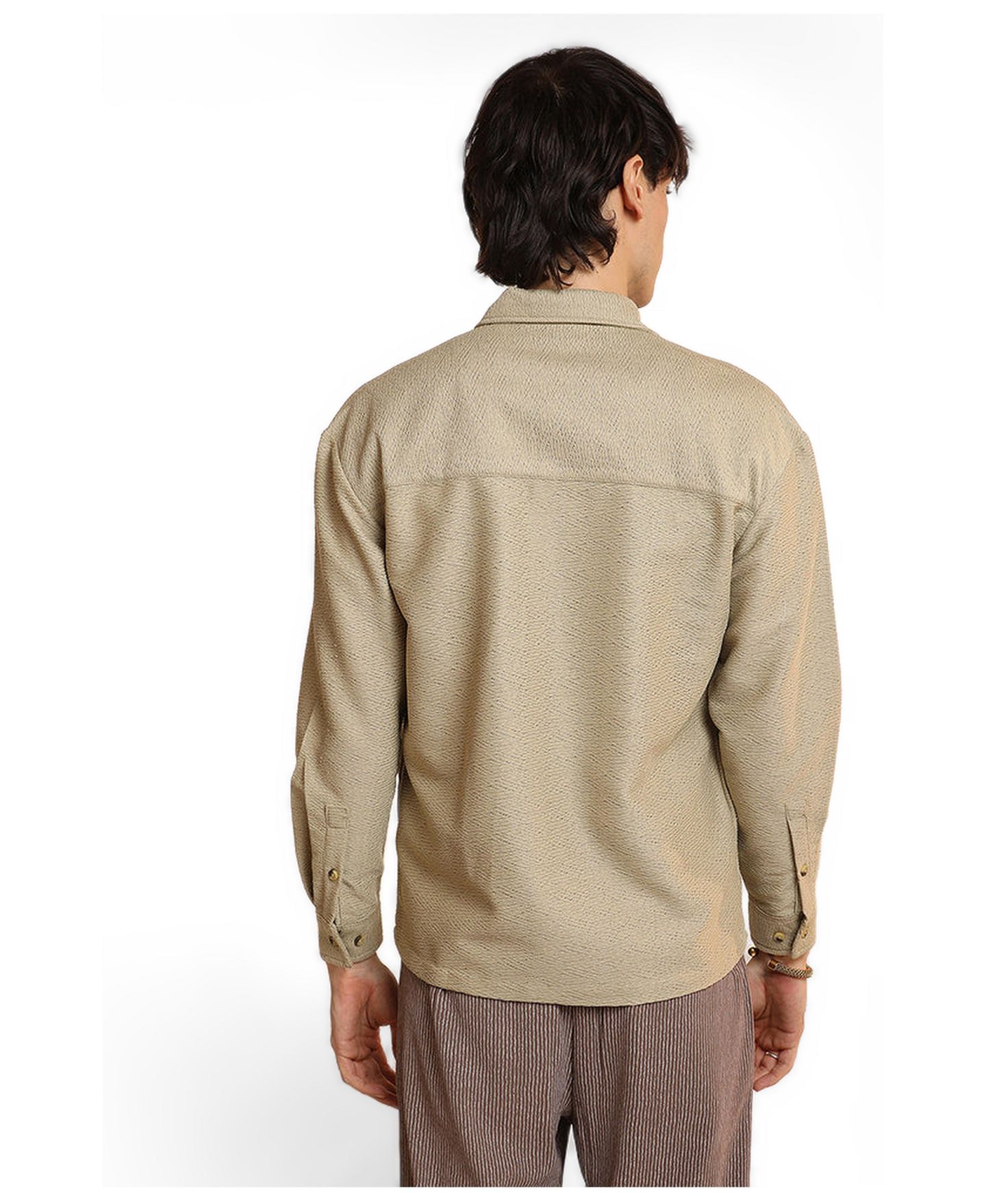 Мужская рубашка Cahoot Campus Sutra Buff Beige Chevron-Woven Utility, цвет: Бежевый — фото 2