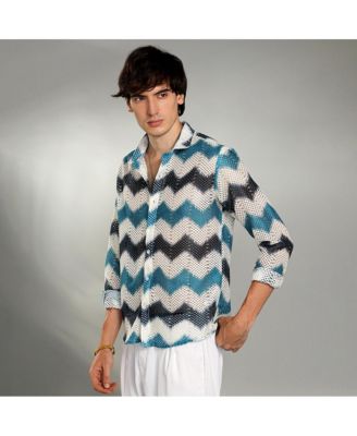 Men's Chevron-Block Knit Shirt