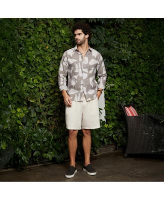 Men's Tan Brown Abstract Heathered Shirt