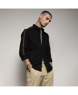 Men's Jet Black Side Striped Shirt