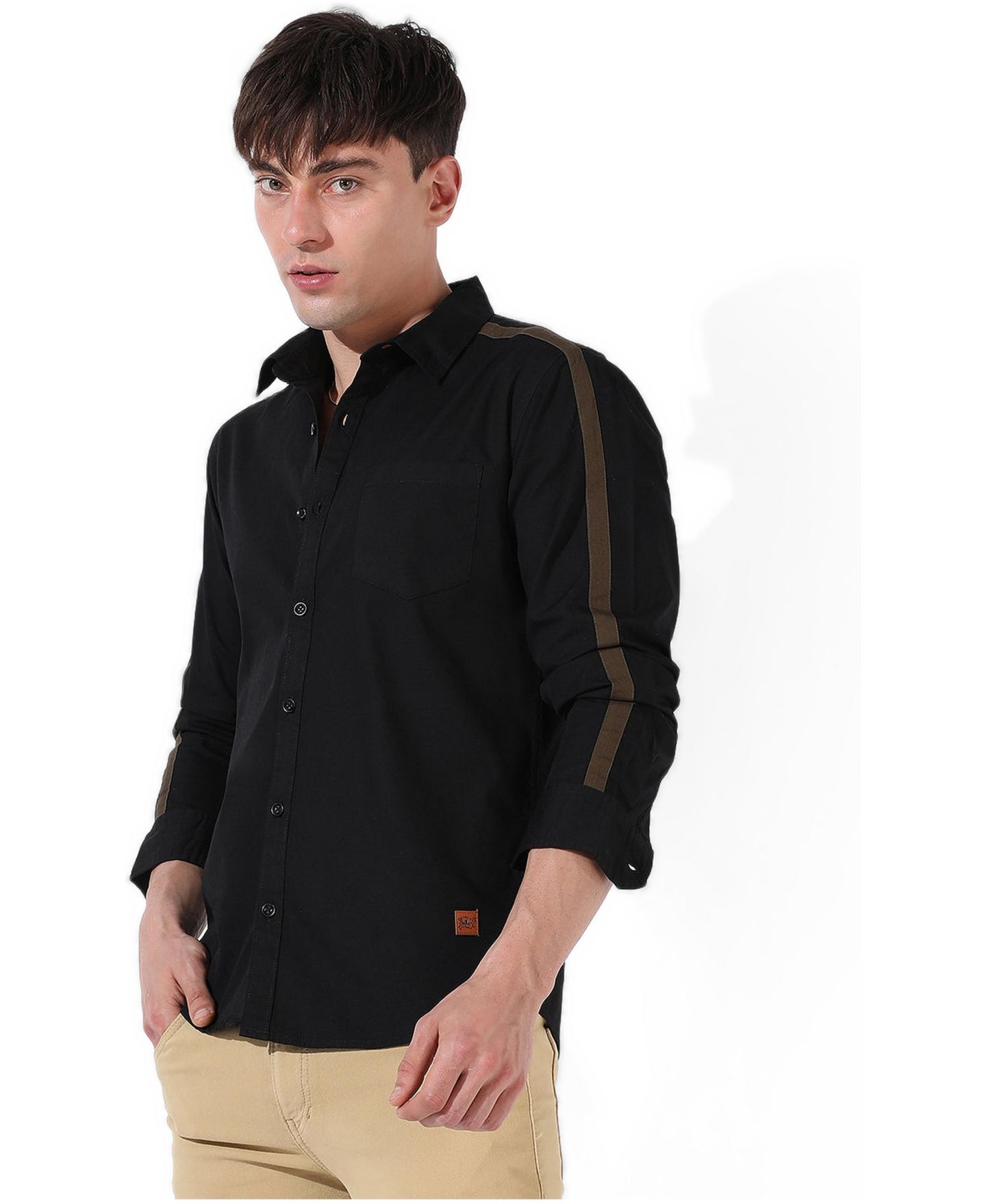 Мужская рубашка Cahoot Campus Sutra Jet Black Side Striped, цвет: Чёрный — фото 4