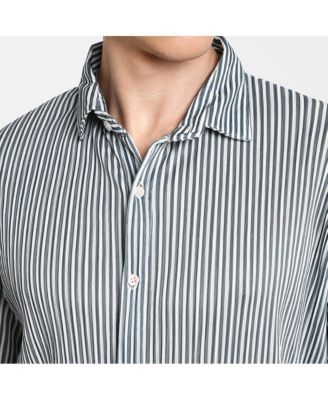 Men's Midnight Black & Powder White Pleat-Creased Shirt