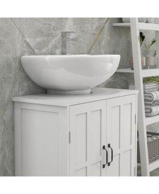 Bathroom Sink Cabinet, Pedestal Sink Cabinet with Adjustable Shelf, White