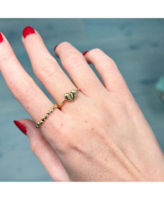 Gold Alternating Heart Band 14K Gold