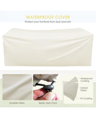 8PCS Rattan Patio Conversation Furniture Set Wicker Sofa Set w/ Waterproof Cover