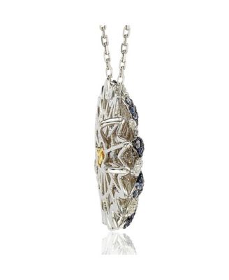 Suzy Levian Sterling Silver Sapphire & Created White Sapphire Large Pendant
