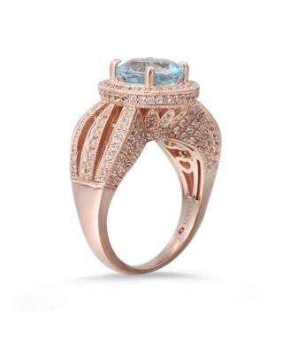 Suzy Levian Sterling Silver Round Cut Center Topaz Cocktail Ring