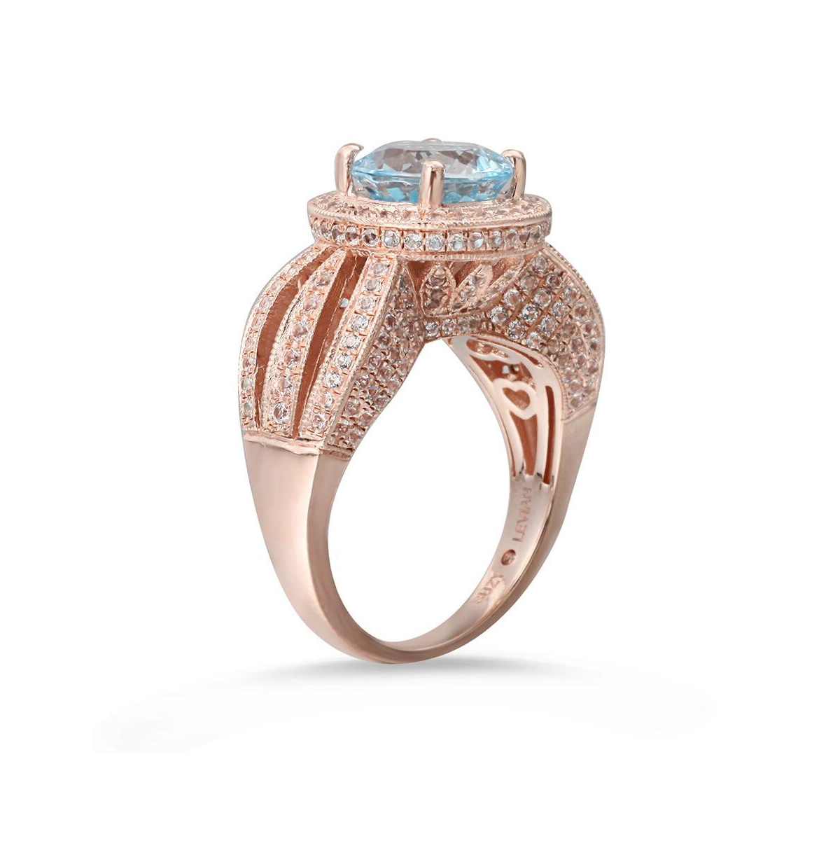 Suzy Levian New York Sterling Silver Round Cut Center Topaz Cocktail Ring