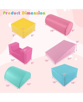 6 PCS Kids Climber Play Set Indoor Foam Climb & Crawl Activity Blocks w/ Cover