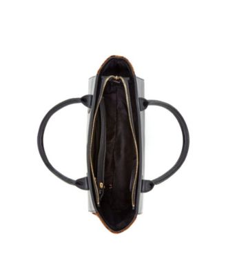 Black Leather Tote Bag with Leopard Print Sides Large Women's Shoulder Bag for Work, Travel, and Everyday Use