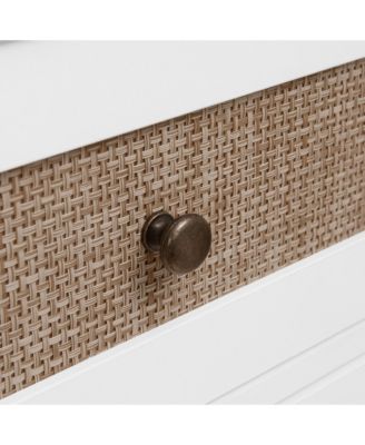 Tall Cabinet with 3 Drawers Rattan High Wardrobe Armoire