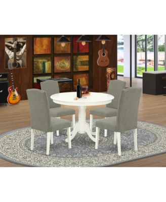 5-Pc Compact Dinette Set with Round Table and Slatted Back Chairs