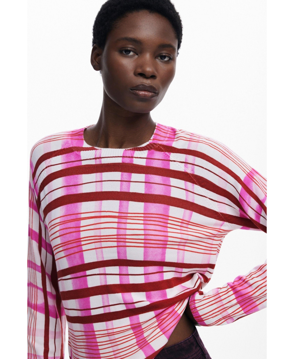 Desigual Stripe Crewneck Sweater In Multi