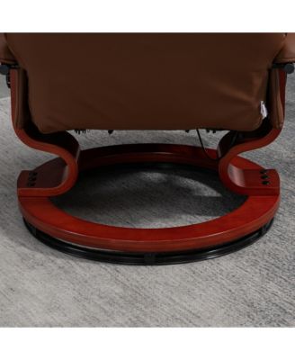 One Pack Faux Leather Swivel Wood Base, Manual Recliner