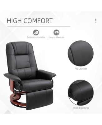 72.75" PU Leather Manual Adjustable Recliner Swivel Chair w/ Footrest,