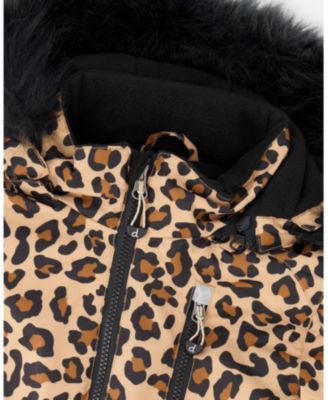 Girl One-Piece Play Snowsuit Beige Leopard - Toddler|Child