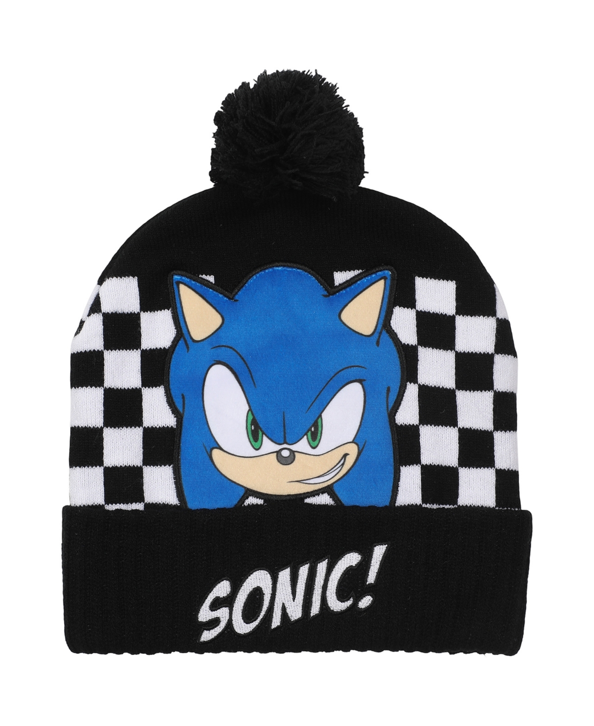 Sonic Big Boys 2-piece Pom Pom Beanie And Gloves Set In Black