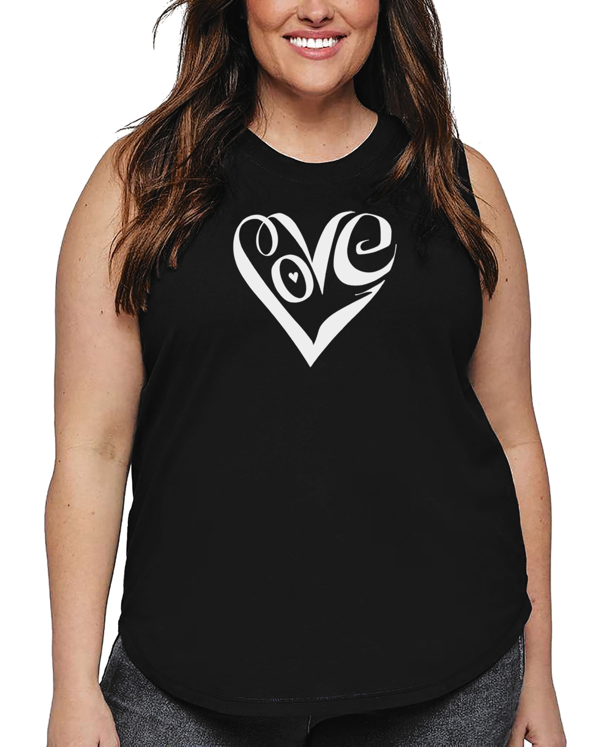 La Pop Art Plus Size Have Yourself A Merry Little Christmas Word Art Tank Top In Black