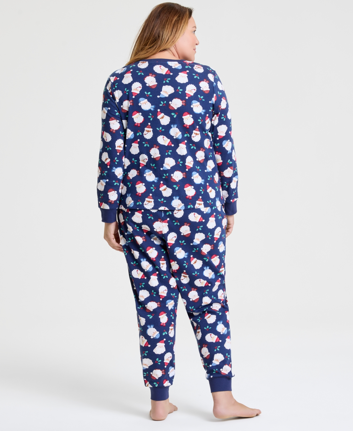 Holiday Lane Plus Size Santas Cotton Pajama Set, Macy's Exclusive In Blue