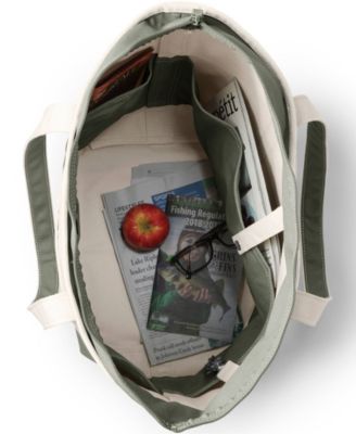 Large 5 Pocket Zip Top Long Handle Canvas Tote Bag