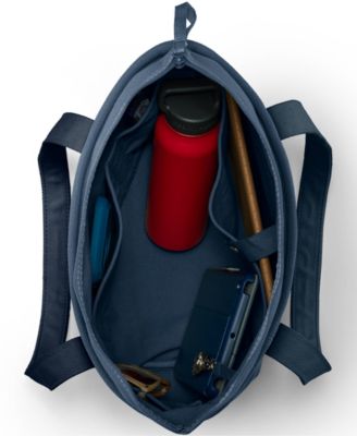 Medium Solid Color 5 Pocket Zip Top Long Handle Canvas Tote Bag