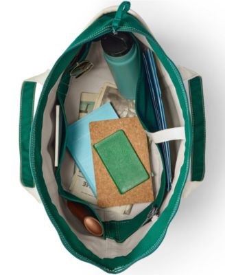 Large 5 Pocket Zip Top Canvas Tote Bag