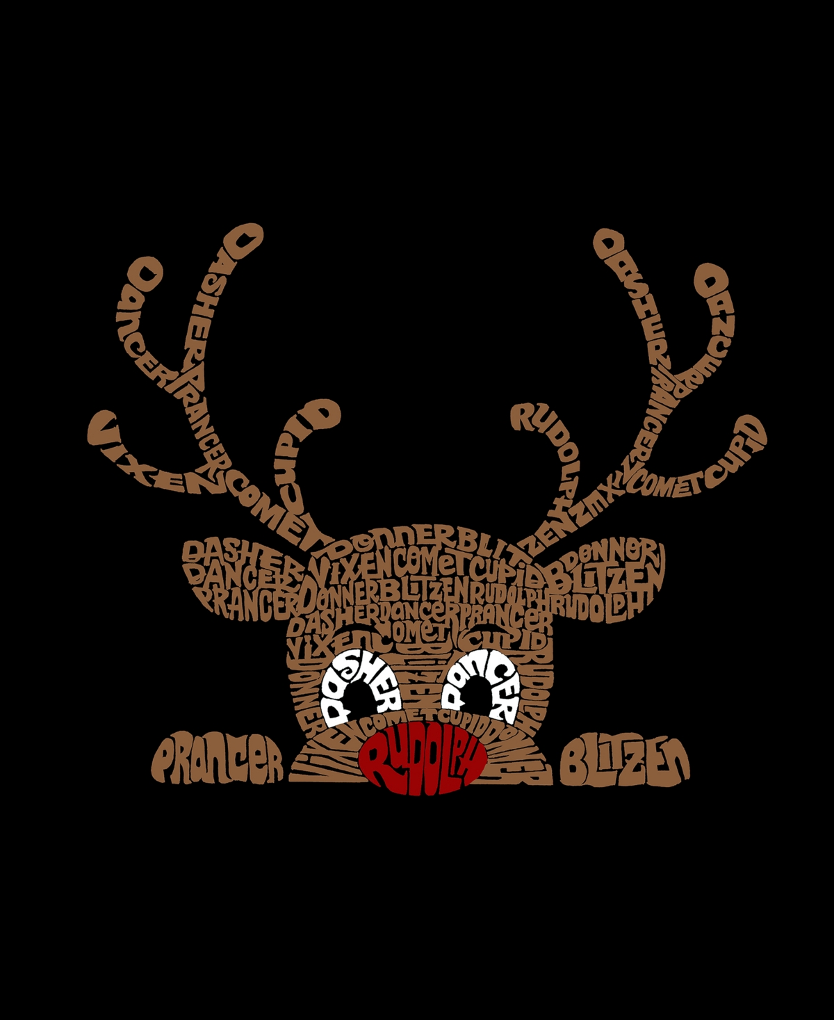 La Pop Art Plus Size Peeking Reindeer Word Art Tank Top In Black
