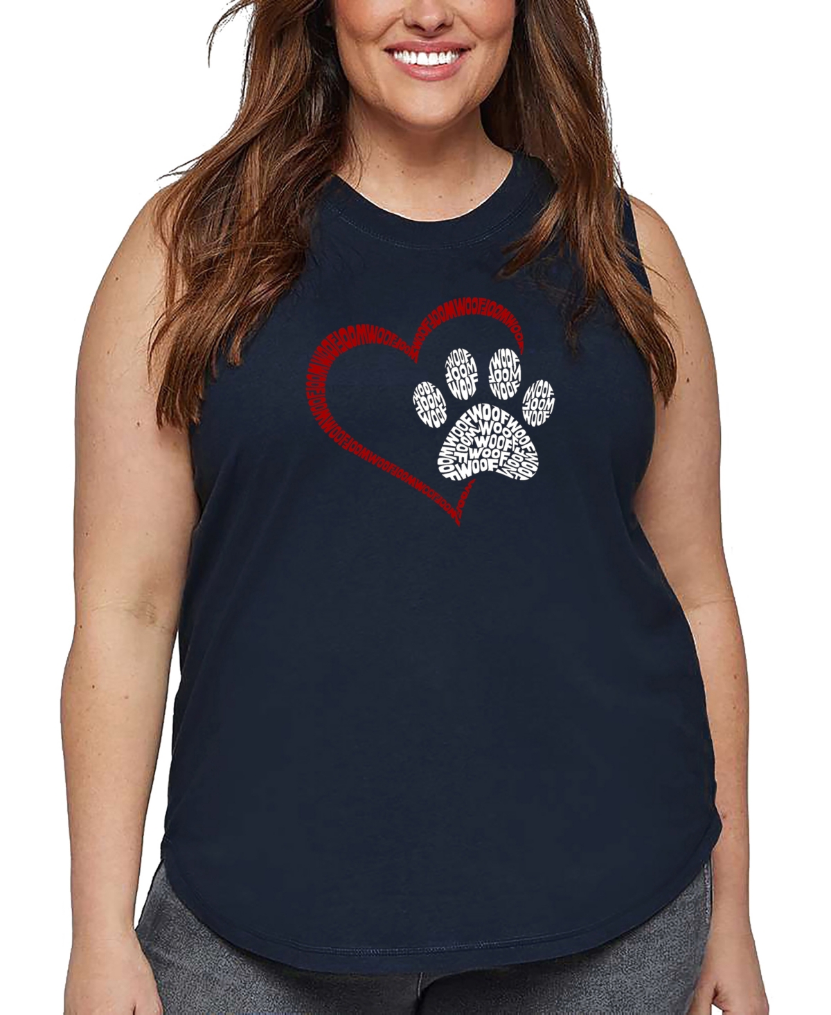 La Pop Art Plus Size Crazy Little Thing Called Love Word Art Tank Top In Blue
