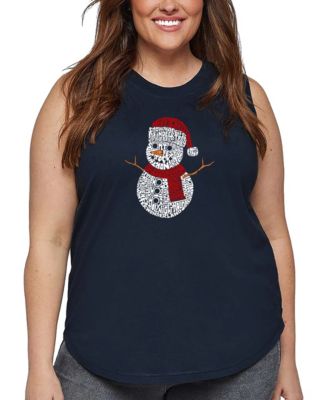 Plus Size Christmas Snowman Word Art Tank Top