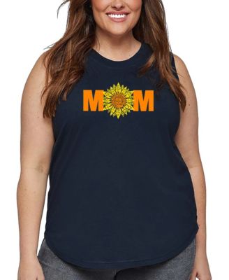 Plus Size Mom Sunflower Word Art Tank Top