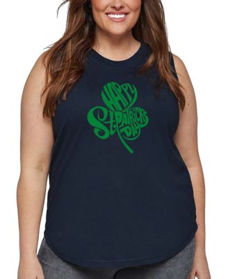 Plus Size St. Patrick's Day Shamrock Word Art Tank Top