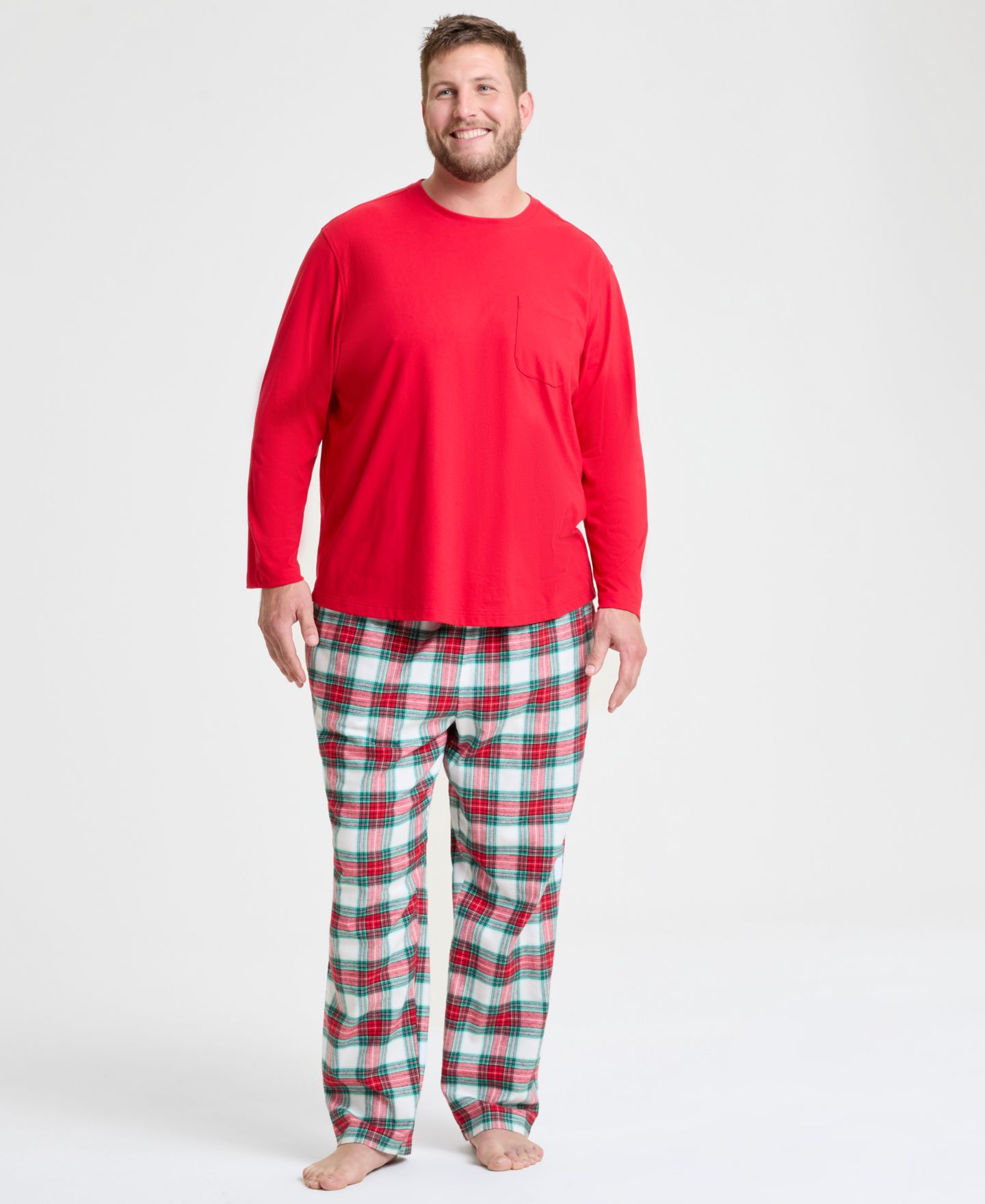 Семейная пижама Holiday Lane Merry Plaid Mix It для мужчин больших размеров, цвет: Клетчатый — фото 1