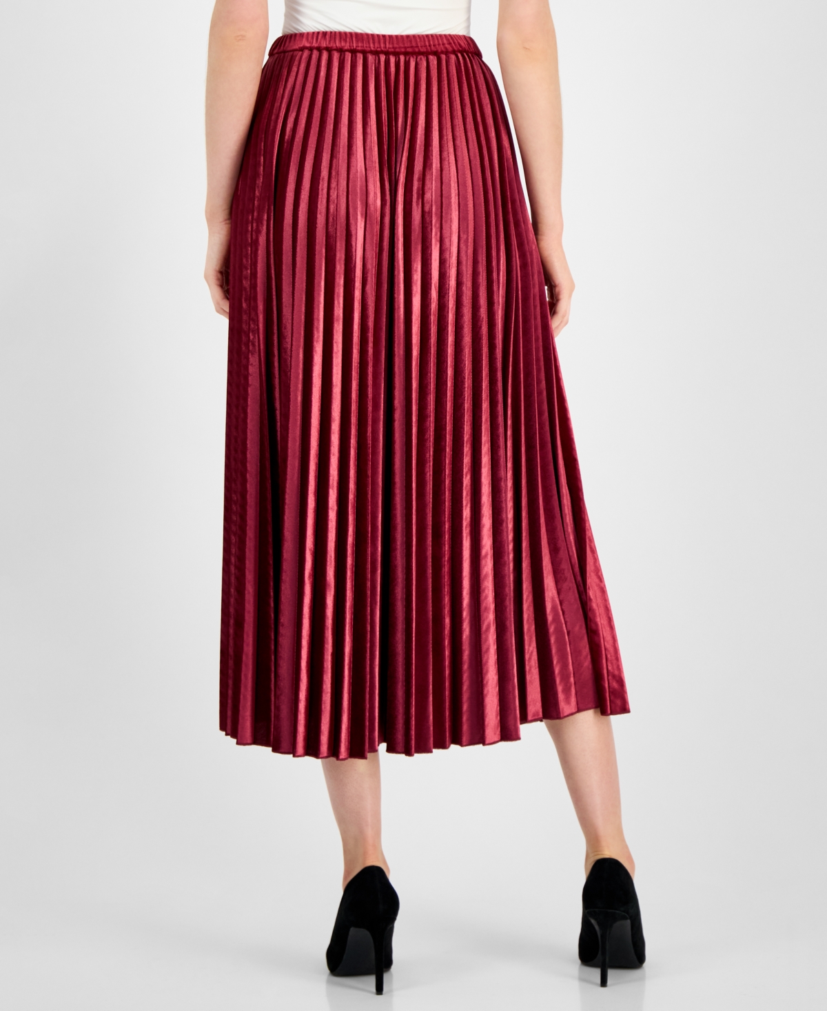 Anne Klein Women's Pleated Flared Midi Skirt In Red